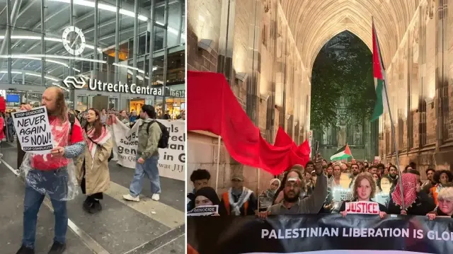 hollandada 20 tren istasyonunda filistine destek icin oturma eylemleri yapildi 7lvOzQA3