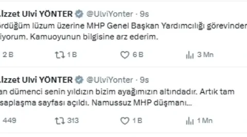 MHP’li Yönter’in istifası sonrası Cumhurbaşkanı Başdanışmanı Saral’dan dikkat çeken mesaj